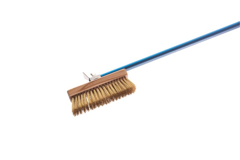 Rotating head oven brush 20x6,6 cm, with brass bristles, handle 120 cm