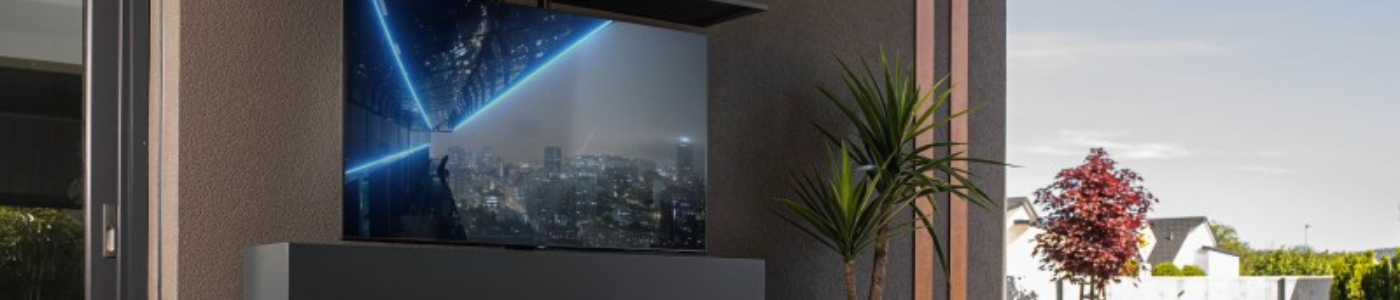 Outdoor TV lifter for audio entertainment year round