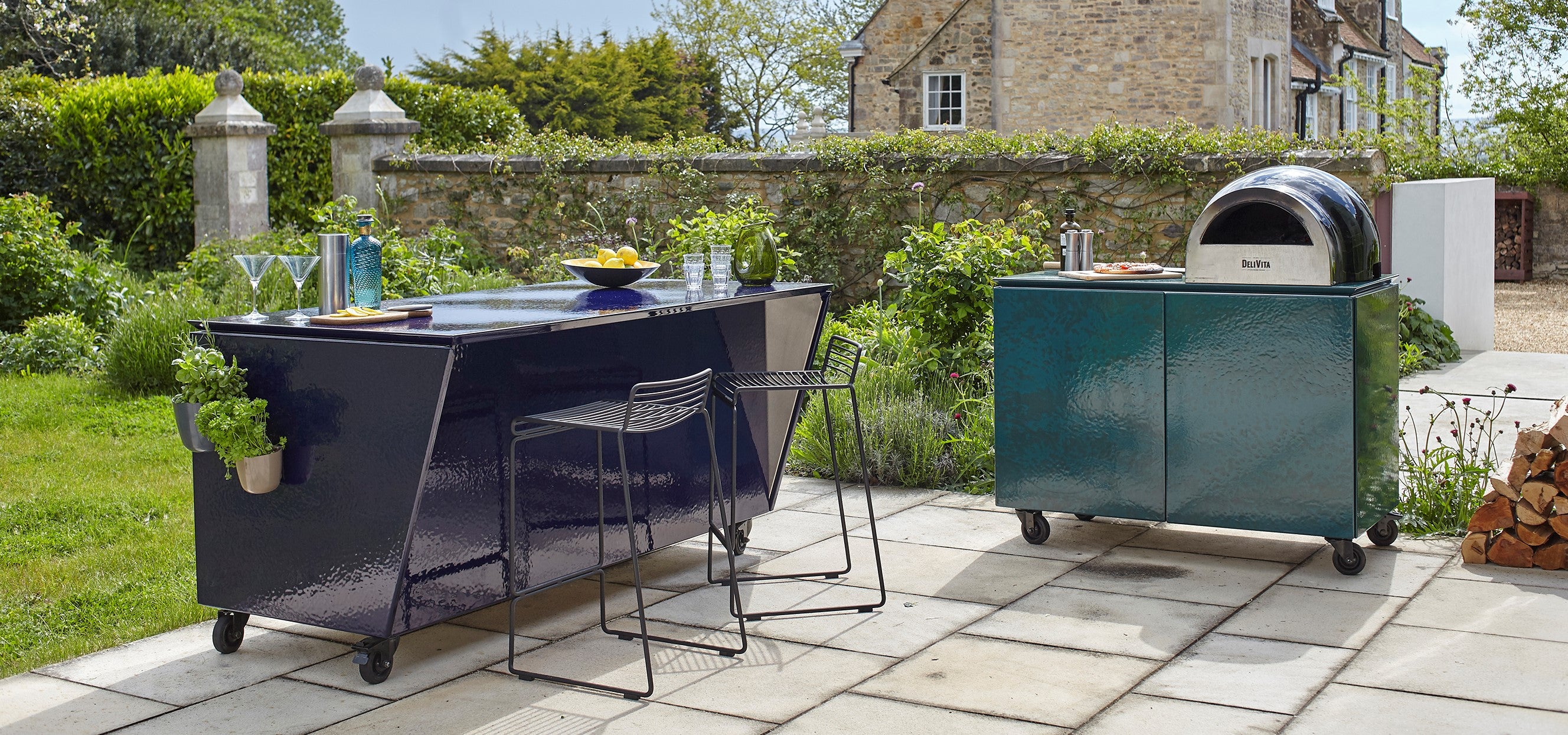 Vlaze Modular Outdoor Kitchens in Vitreous Enamel - available direct from Kitchen in the Garden, Surrey