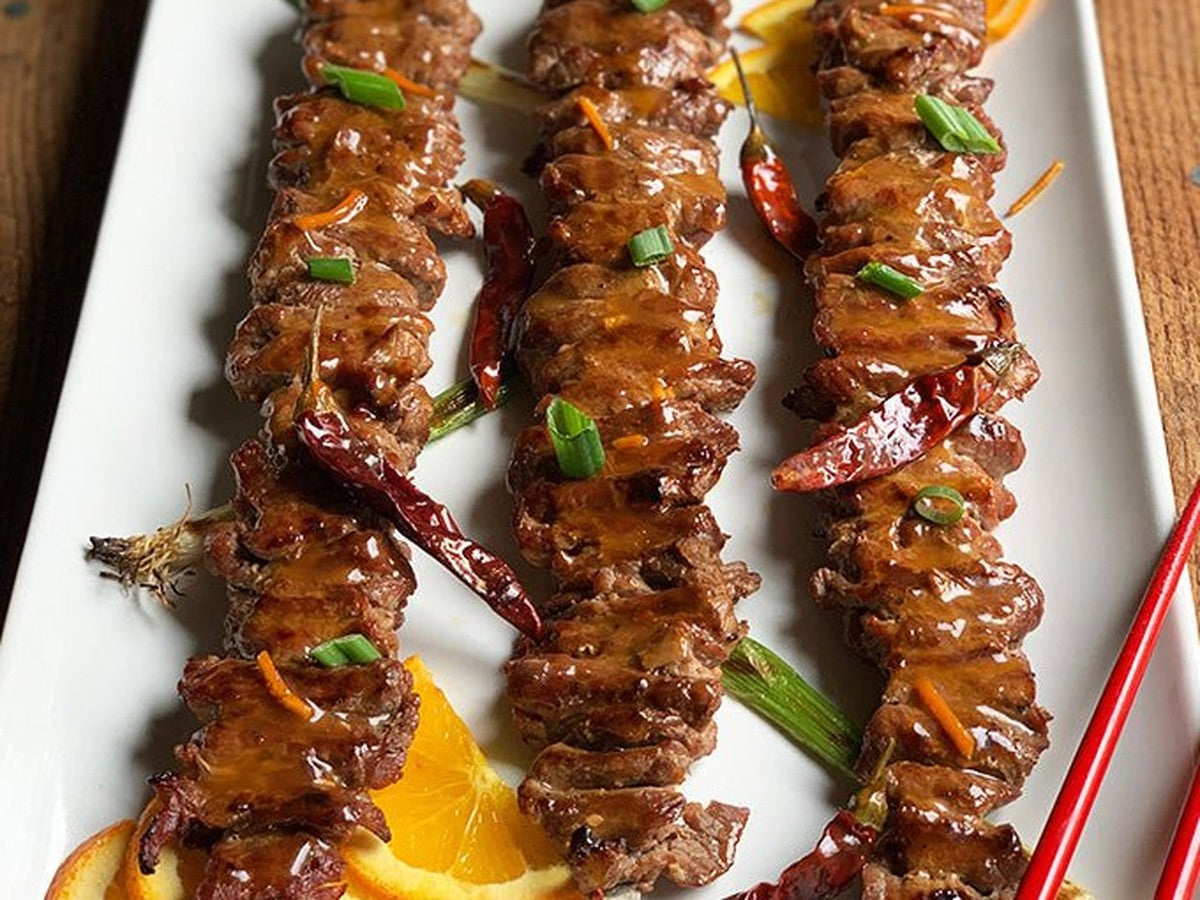 BBQ Tangerine Peel Beef Skewers - Kitchen In The Garden