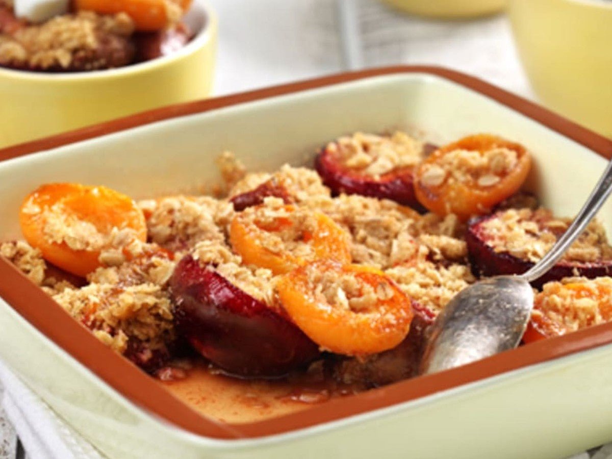 Roast Stone Fruit with Amaretti Crumble - Kitchen In The Garden
