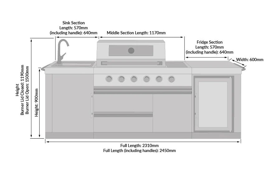 Buschbeck Oxford Outdoor Kitchen 4 burner Stainless Steel - Kitchen In The Garden
