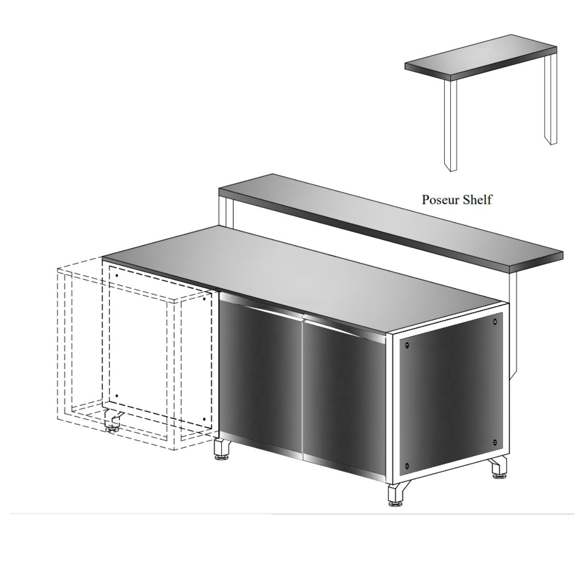 Oliveti Poseur Shelf 700 or 1010 - Kitchen In The Garden
