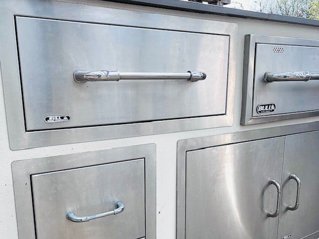Stainless Steel Doors on your Weatherproof Outdoor Kitchen - Kitchen In The Garden