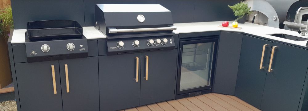 Modular outdoor kitchens including from Brabura, available at Kitchen in the Garden, Surrey