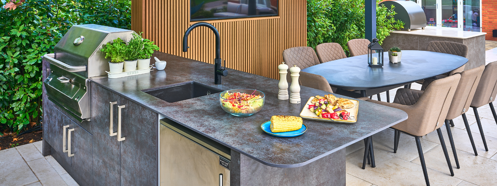 Outdoor kitchens made from high quality weatherproof composite
