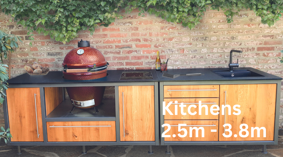 Long linear outdoor kitchens between 2.5-3.8m in length.