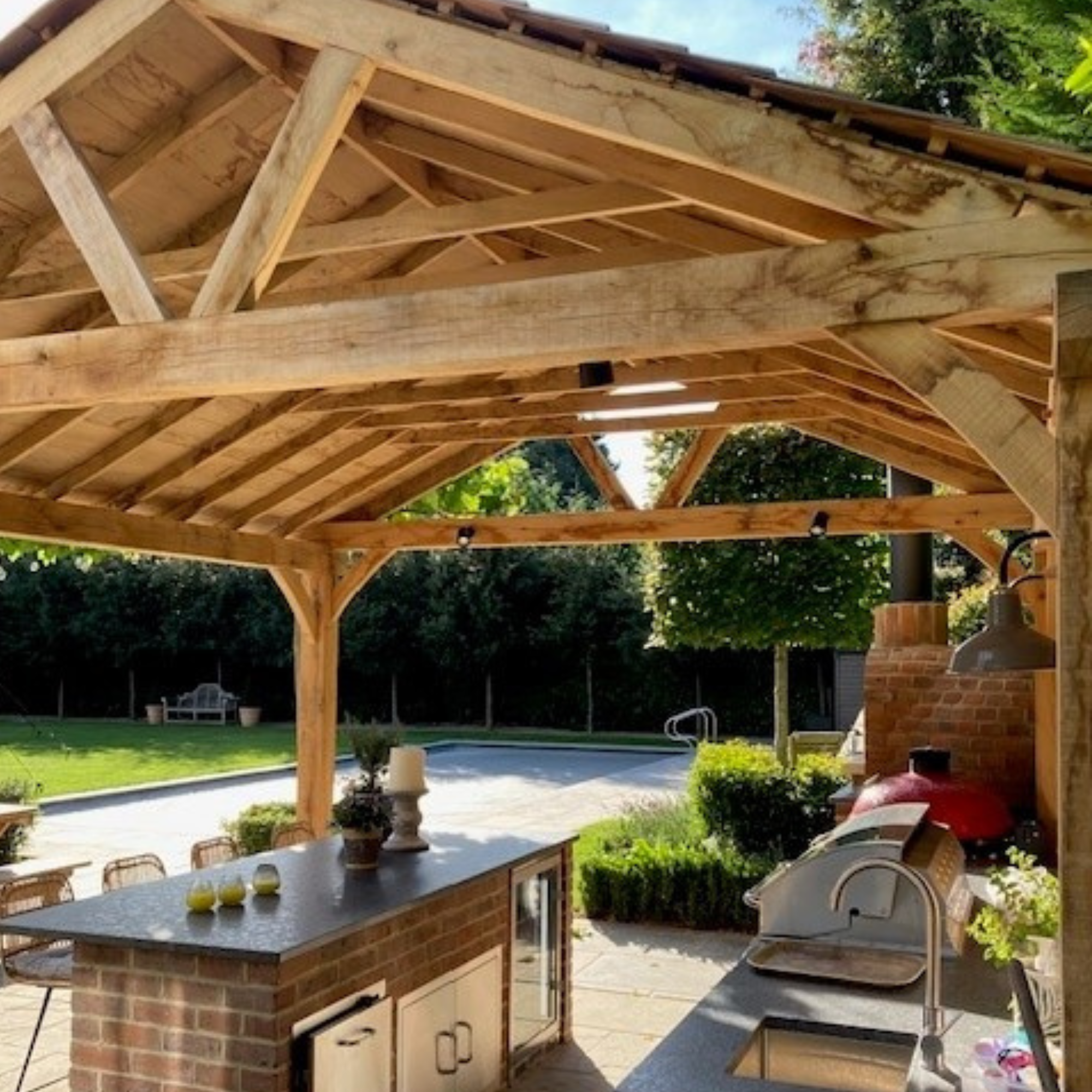 Example outdoor kitchen under oak pergola