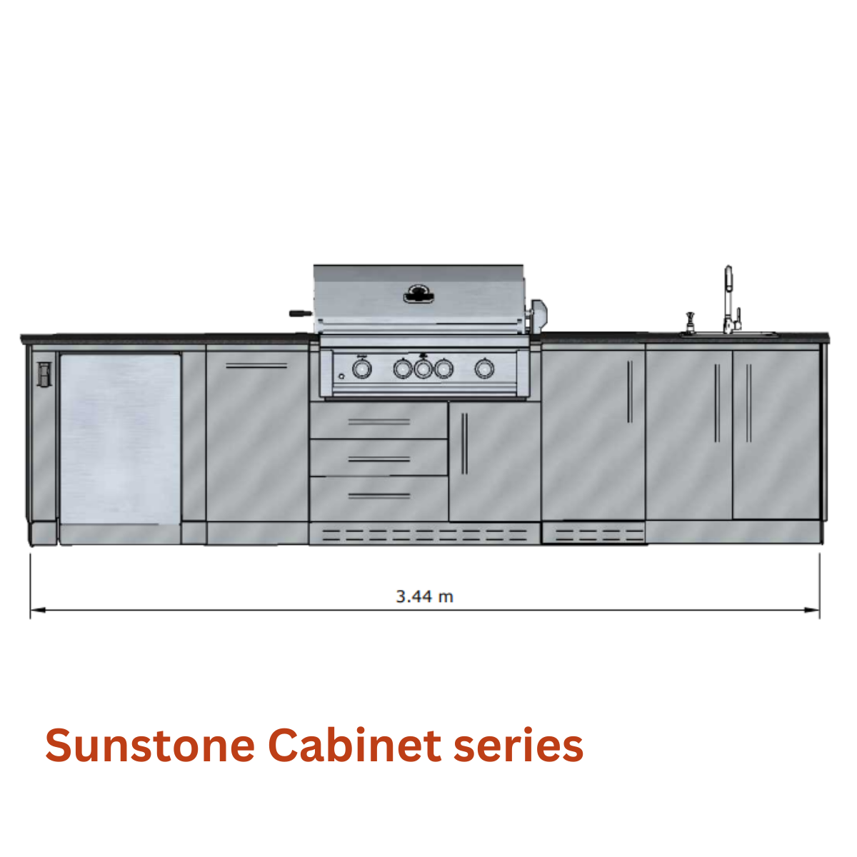 Sunstone Long Linear Outdoor Kitchen - available from Kitchen in the Garden, Surrey