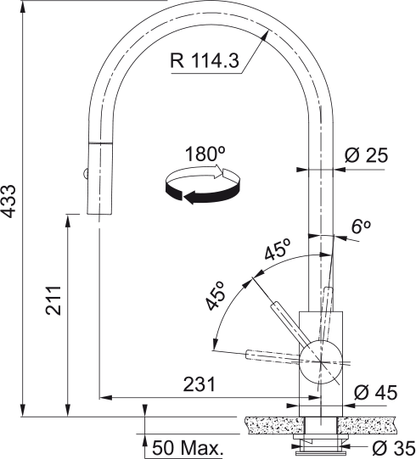 Franke Eos Neo Pull-Down Spray Tap - Anthracite