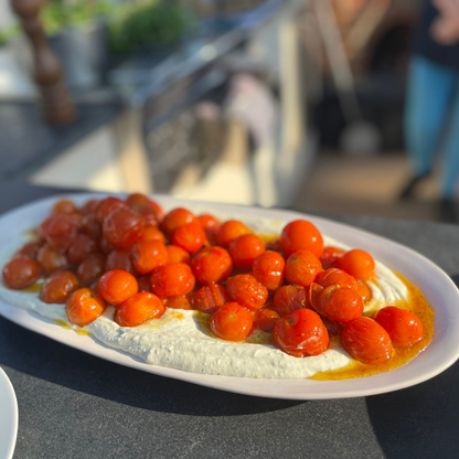 blistered tomatoes with feta dip