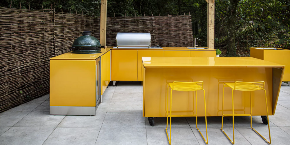 Vlaze outdoor kitchen units available from Kitchen in the Garden