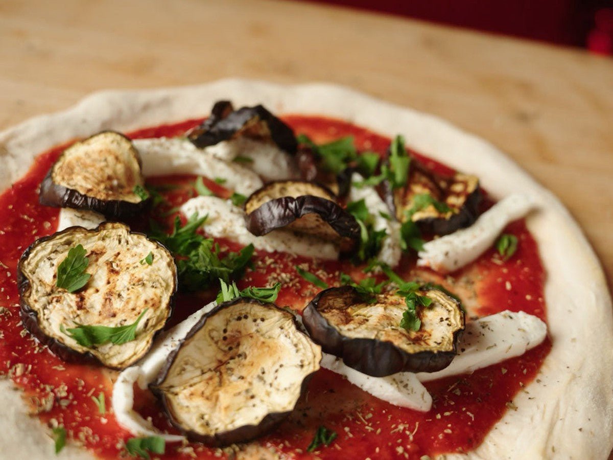 Albanian Aubergine and Oregano Pizza - Kitchen In The Garden