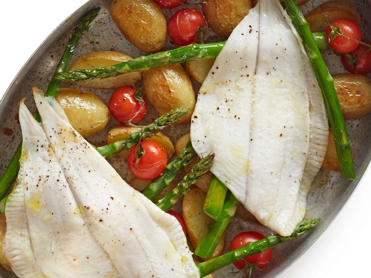 Baked Plaice with Potatoes and Asparagus - Kitchen In The Garden
