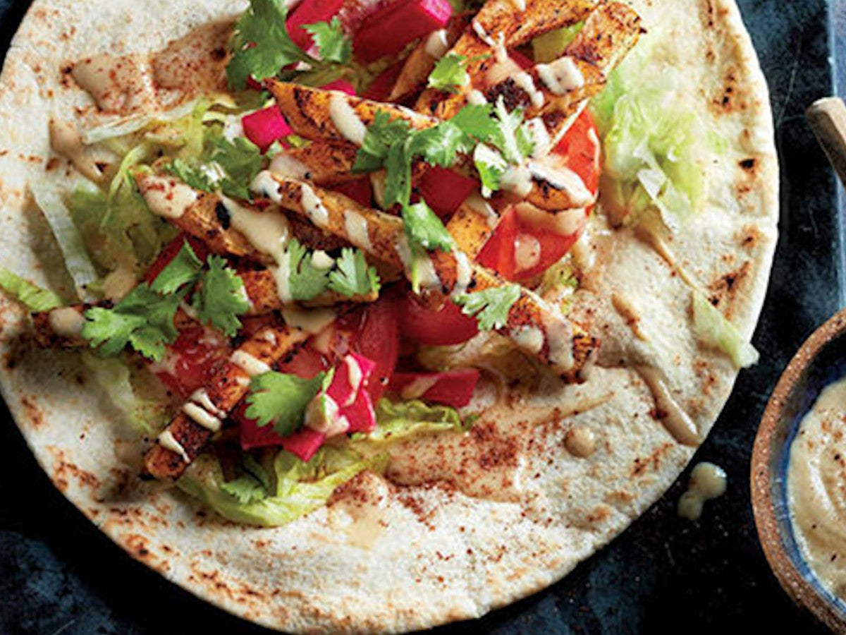 Celeriac Shawarma with Flatbread - Kitchen In The Garden