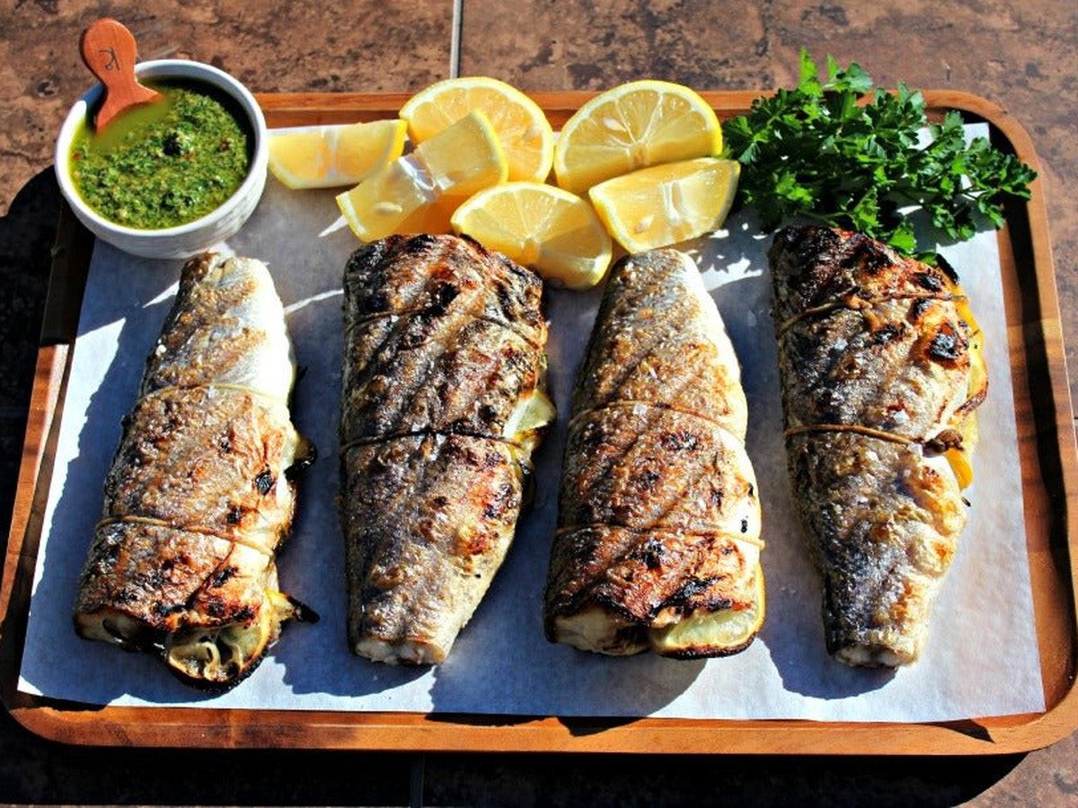 Crispy - Skin Sea Bass with Salsa Verde - Kitchen In The Garden