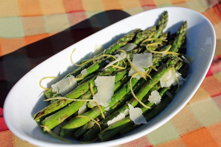Grilled Asparagus with Lemon Zest and Manchego - Kitchen In The Garden