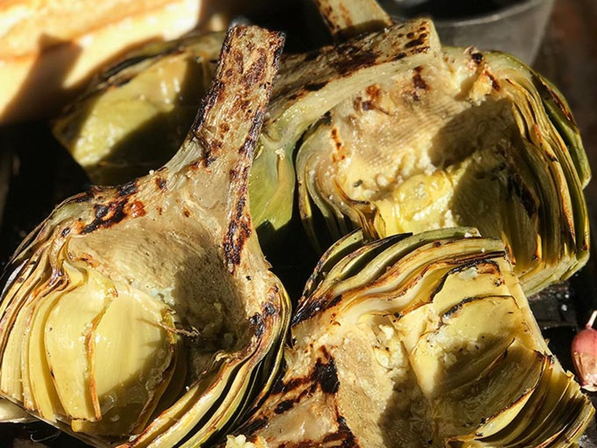 Grilled Garlic Artichokes - Kitchen In The Garden