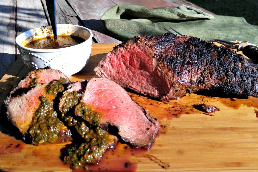 Grilled Rump Tip with Smoky Red Chimichurri - Kitchen In The Garden