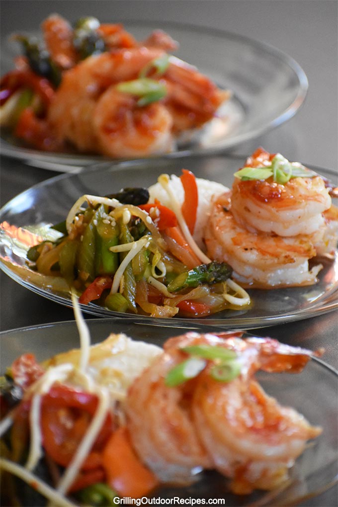 Grilled Sweet Chilli Prawns with Stir - Fried Vegetables - Kitchen In The Garden