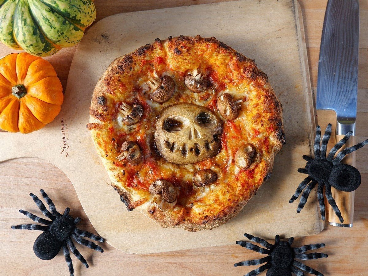 Halloween Mushroom Skulls Pizza - Kitchen In The Garden
