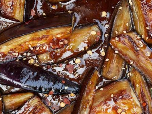 Miso and Sesame Glazed Aubergine - Kitchen In The Garden