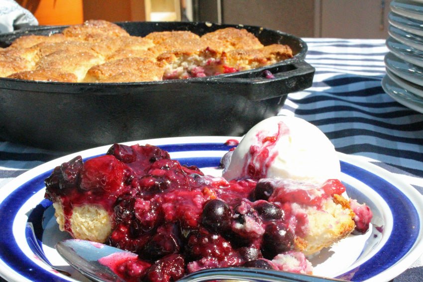 Mixed Berry Skillet Cobbler - Kitchen In The Garden
