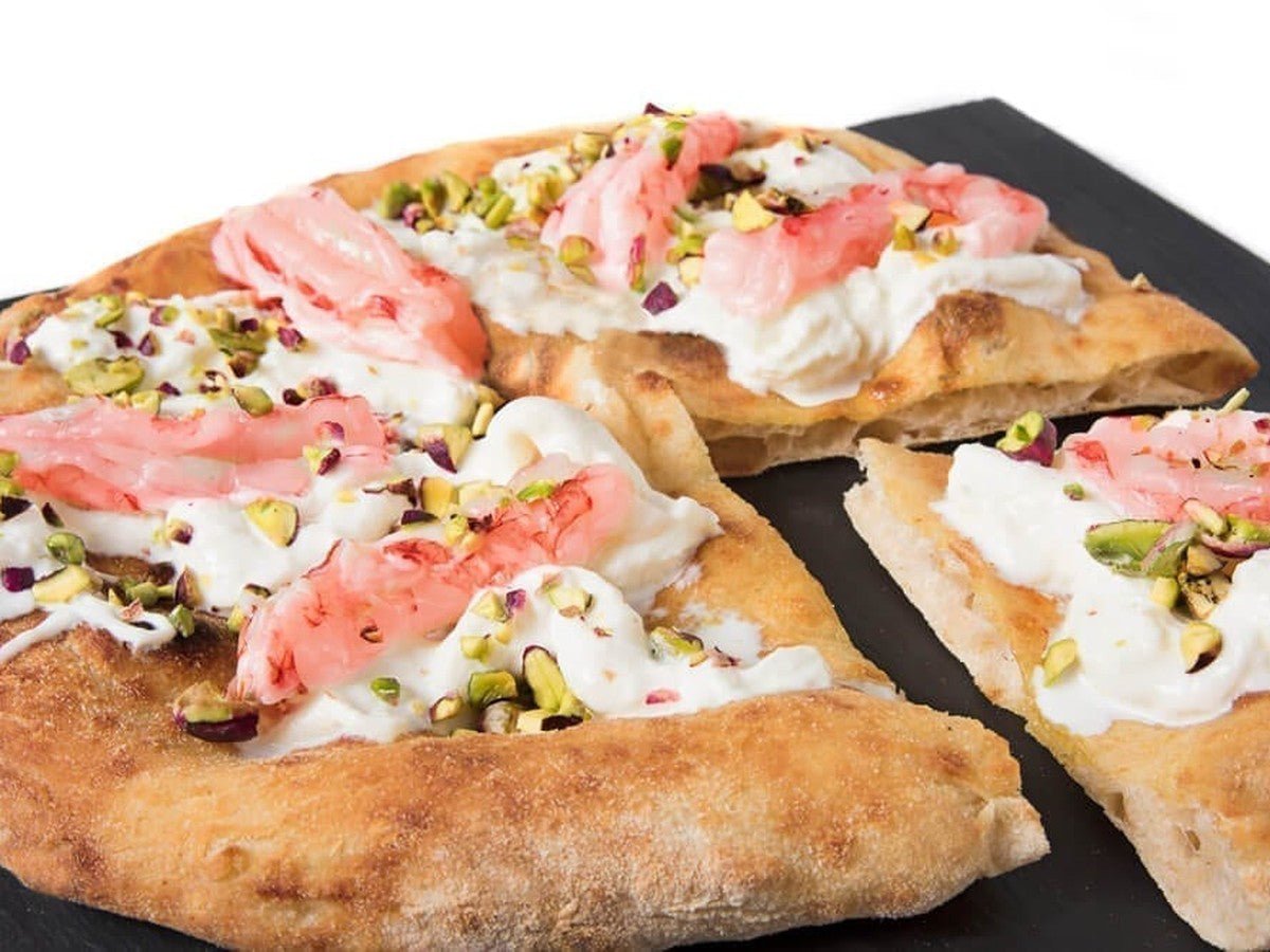 Prawn, Stracciatella & Pistachio Pizza - Kitchen In The Garden