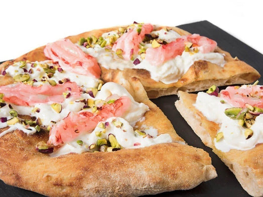 Prawn, Stracciatella & Pistachio Pizza - Kitchen In The Garden