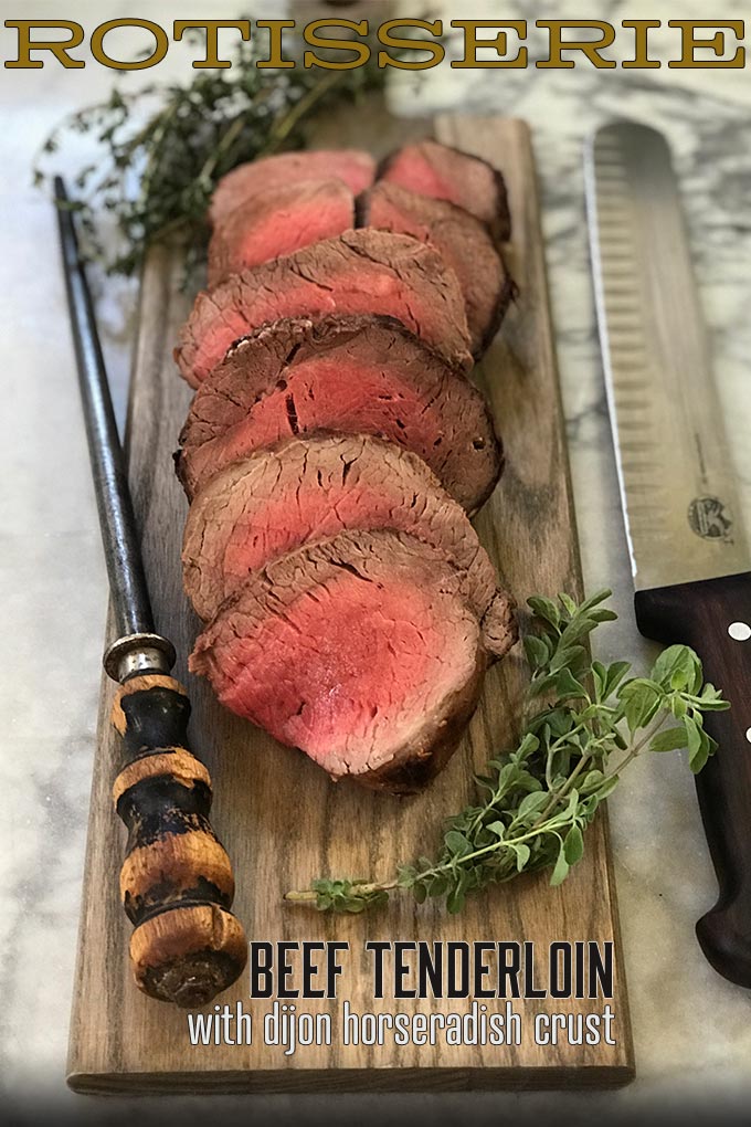 Rotisserie Beef Fillet with Dijon Horseradish Crust - Kitchen In The Garden