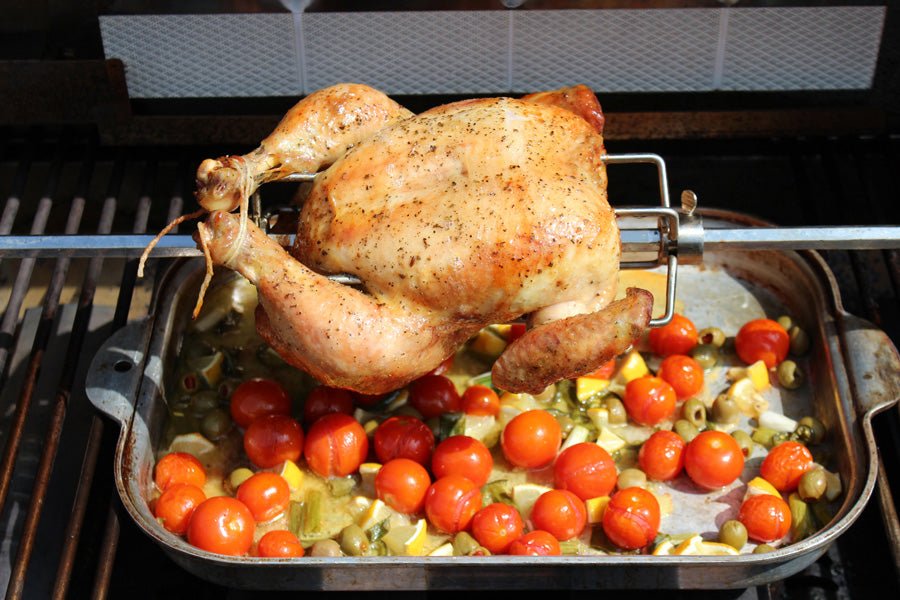Rotisserie Chicken with Roasted Tomatoes and Olives - Kitchen In The Garden