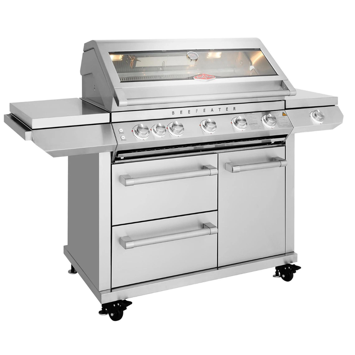 Beefeater 7000 Series Premium 5 Burner BBQ & Side Burner Trolley. Buy direct from Kitchen in the Garden - specialists in outdoor kitchens.