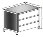 Oliveti Three Drawer Unit 700 or 1010 - Kitchen In The Garden